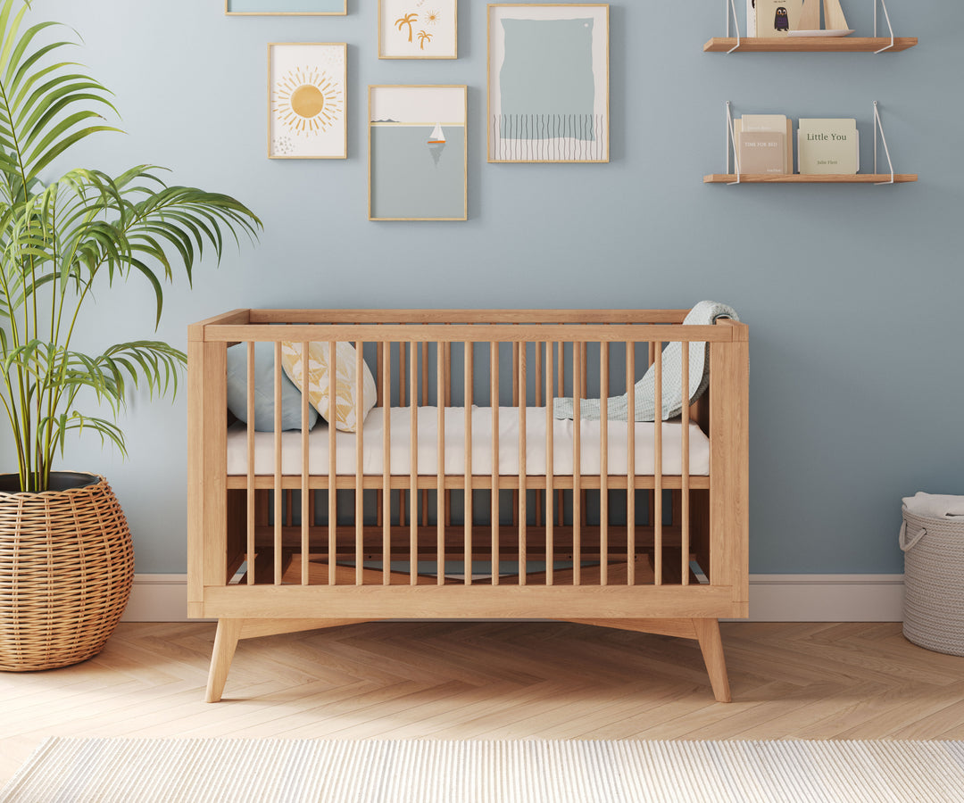 Mid-Century Convertible Crib in Hazelnut