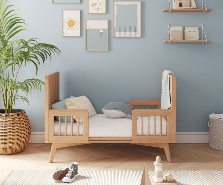 Mid-Century Convertible Crib in Hazelnut