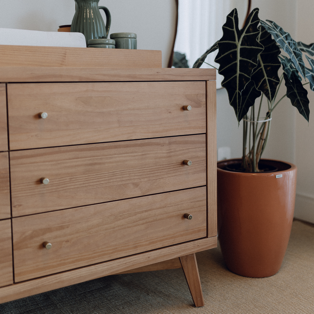 Mid-Century Nursery Set - 6 Drawer Dresser in Hazelnut