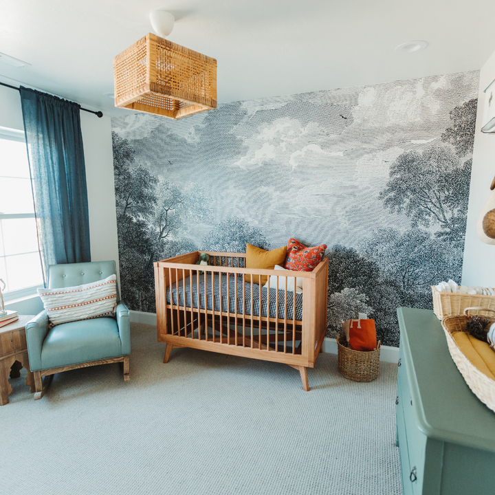 Mid-Century Convertible Crib in Hazelnut