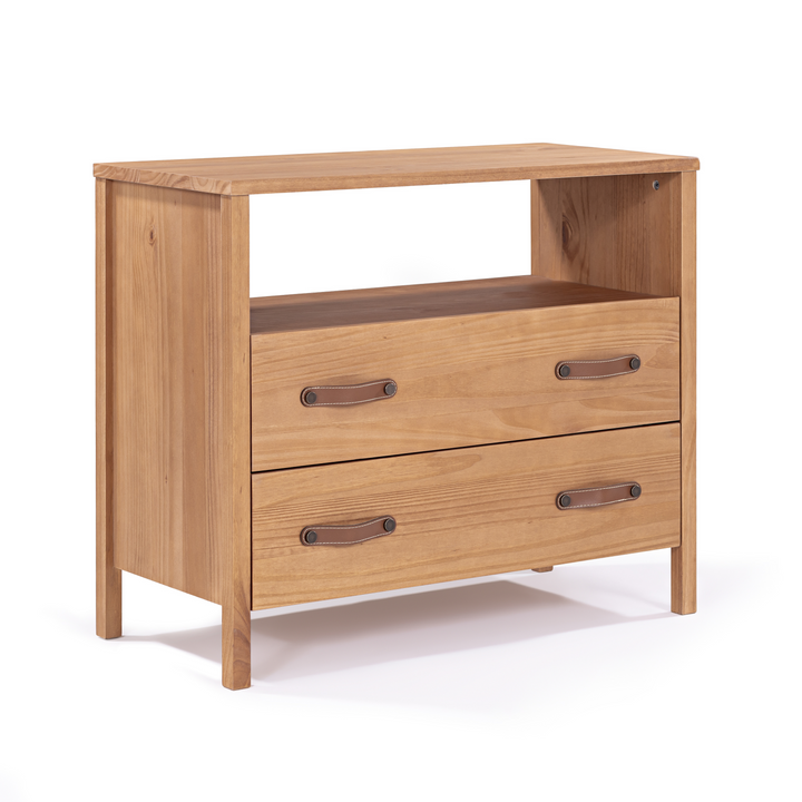 Cali Two-Drawer Wide Nightstand in Hazelnut