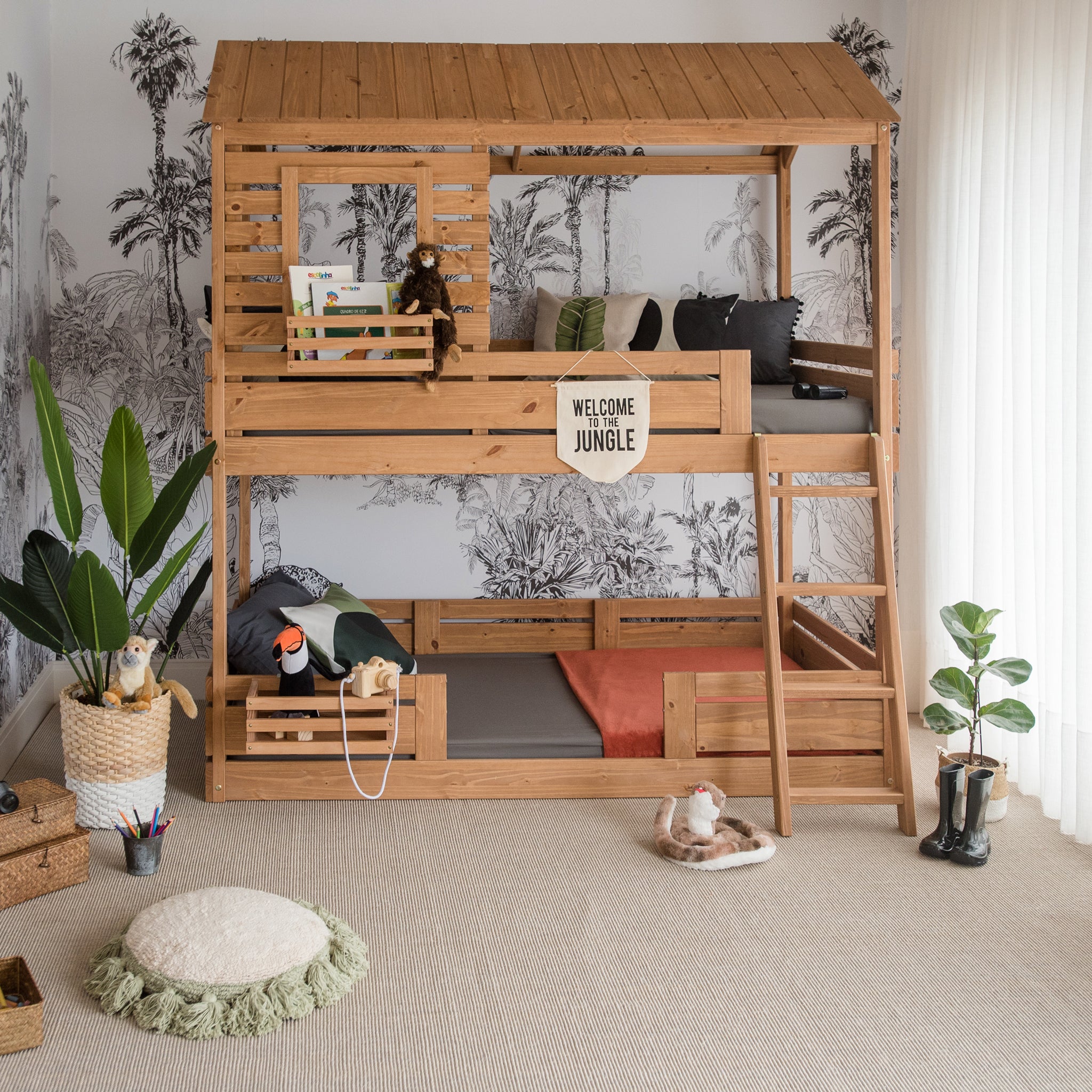 Kids Twin Bunk Bed Simply Nursery Solid Wood, image size:2048x2048
