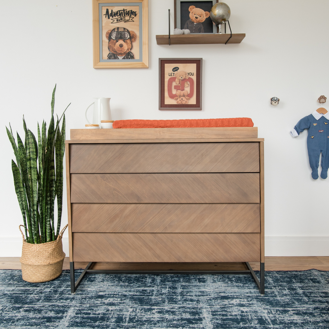 Noah Crib, Dresser and Changing Tray Nursery Set in Walnut