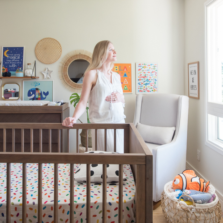 Noah Crib, Dresser and Changing Tray Nursery Set in Walnut