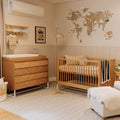Boho Noah Crib, Dresser and Changing Tray Nursery Set in Hazelnut