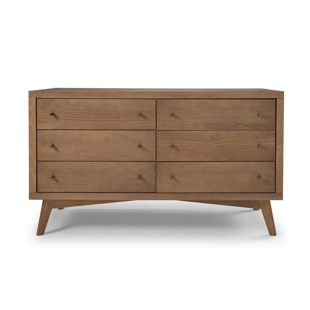 Retro 6 Drawer Dresser in Walnut