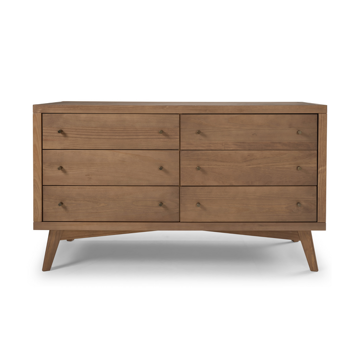 Retro 6 Drawer Dresser in Walnut