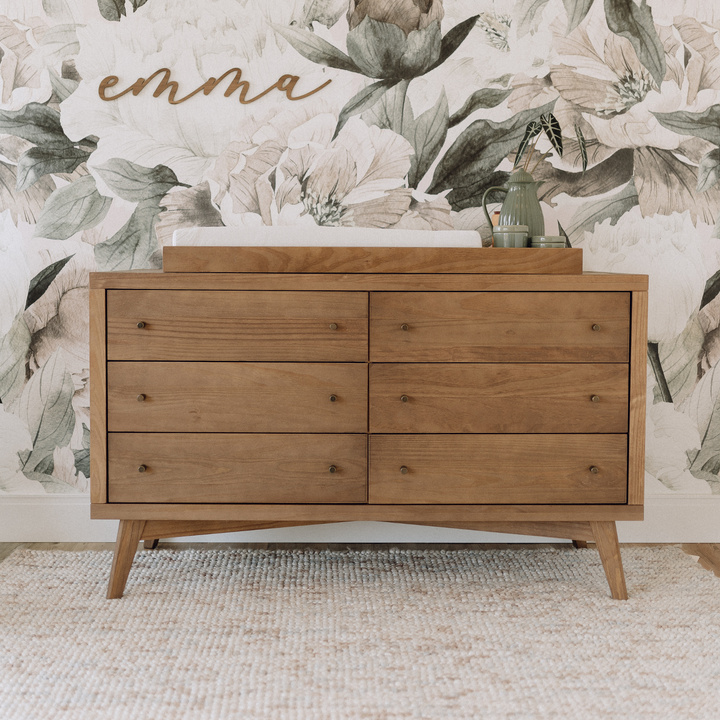 Retro 6 Drawer Dresser in Walnut