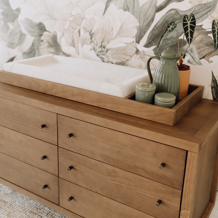 Retro 6 Drawer Dresser in Walnut