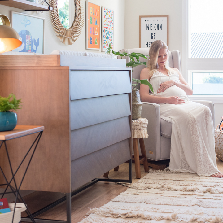 Noah Crib, Dresser and Changing Tray Nursery Set in Walnut