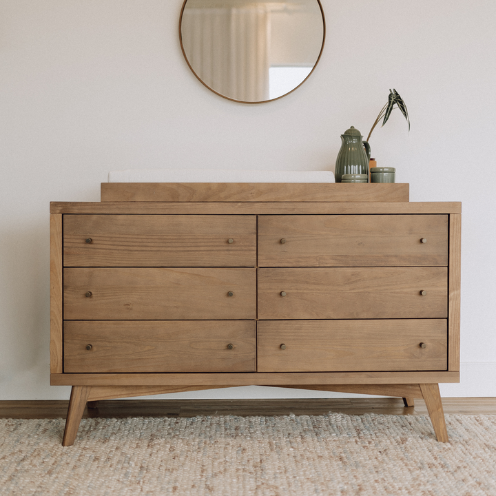 Retro 6 Drawer Dresser in Walnut