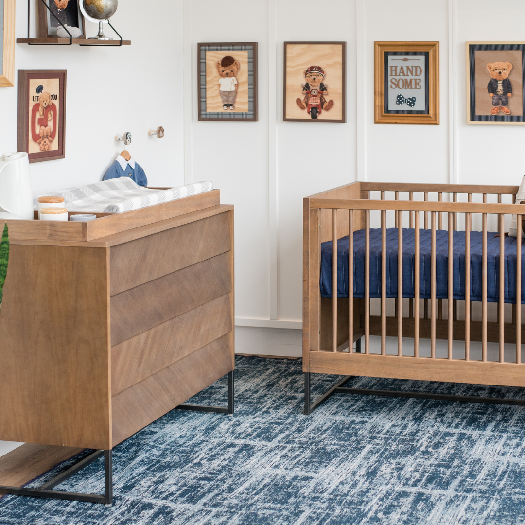 Noah Crib, Dresser and Changing Tray Nursery Set in Walnut