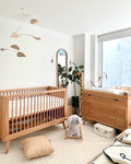 Mid-Century Crib, 3 Drawer Dresser and Changing Tray Nursery Set in Hazelnut