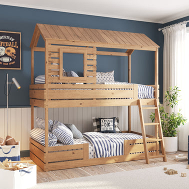 Solid Wood Bunk Bed in Hazelnut Simply Nursery
