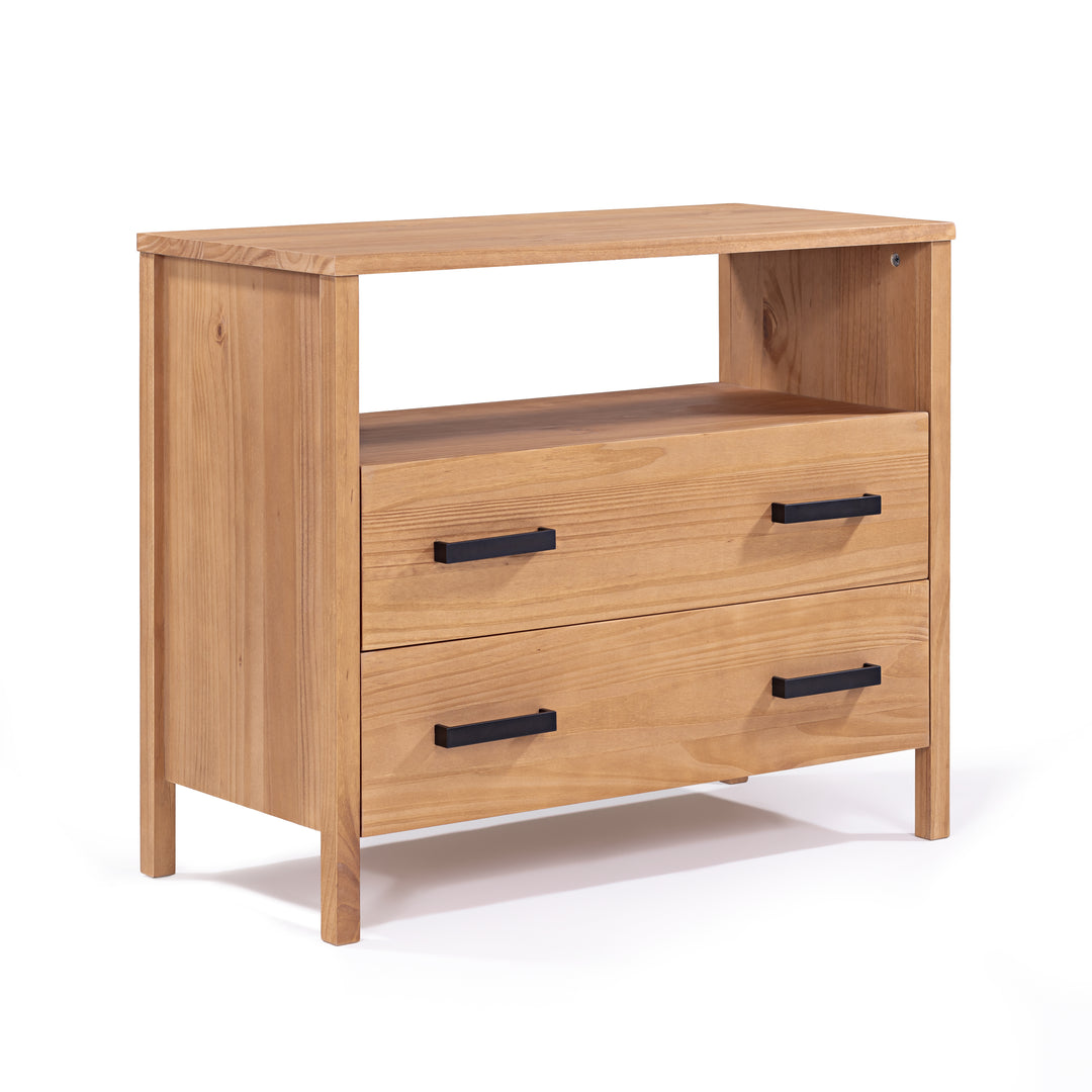 Cali Two-Drawer Wide Nightstand in Hazelnut