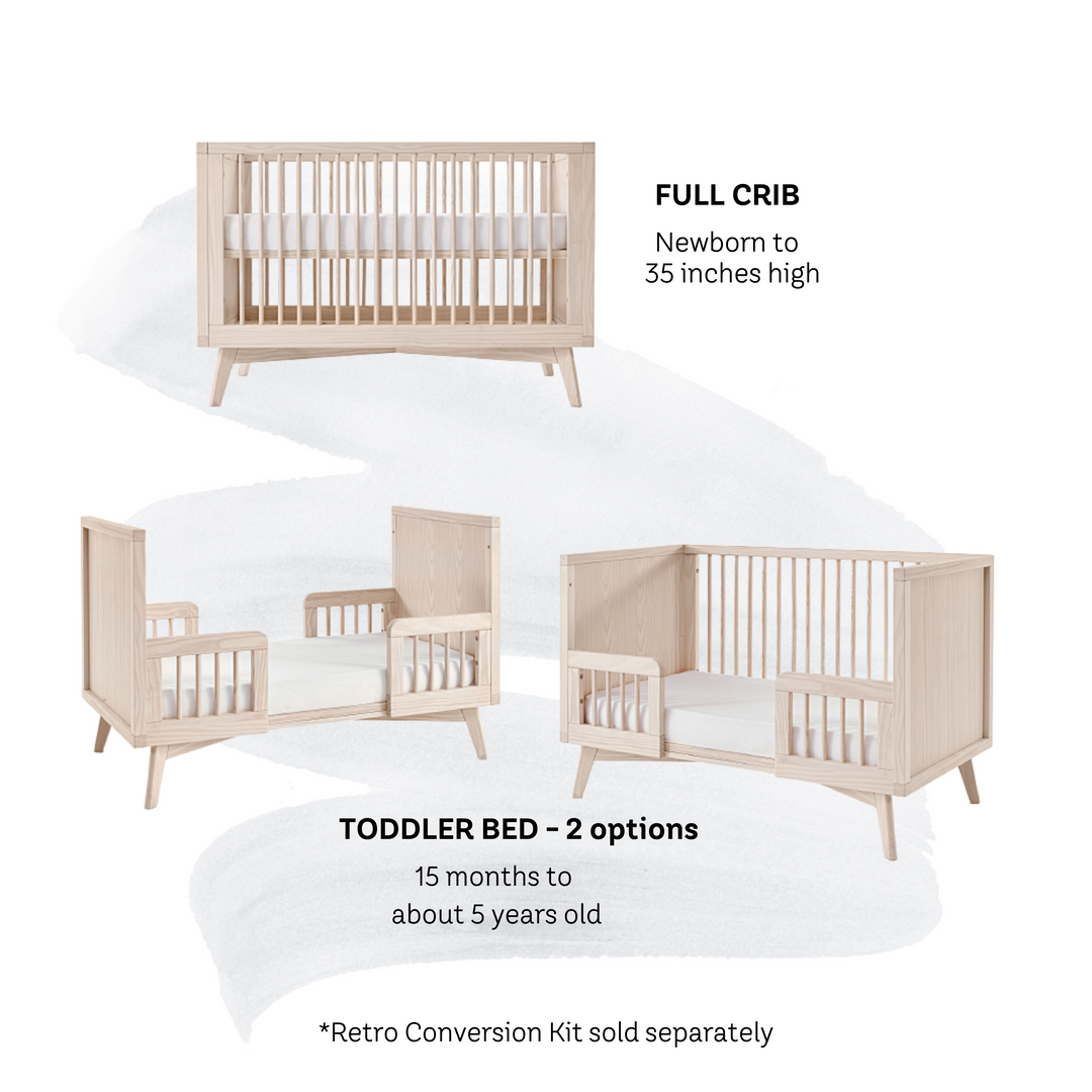 Retro Convertible Crib in Natural Washed