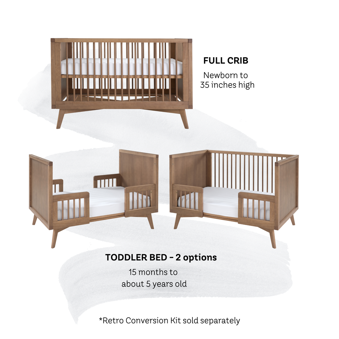 Mid-Century Convertible Crib in Walnut