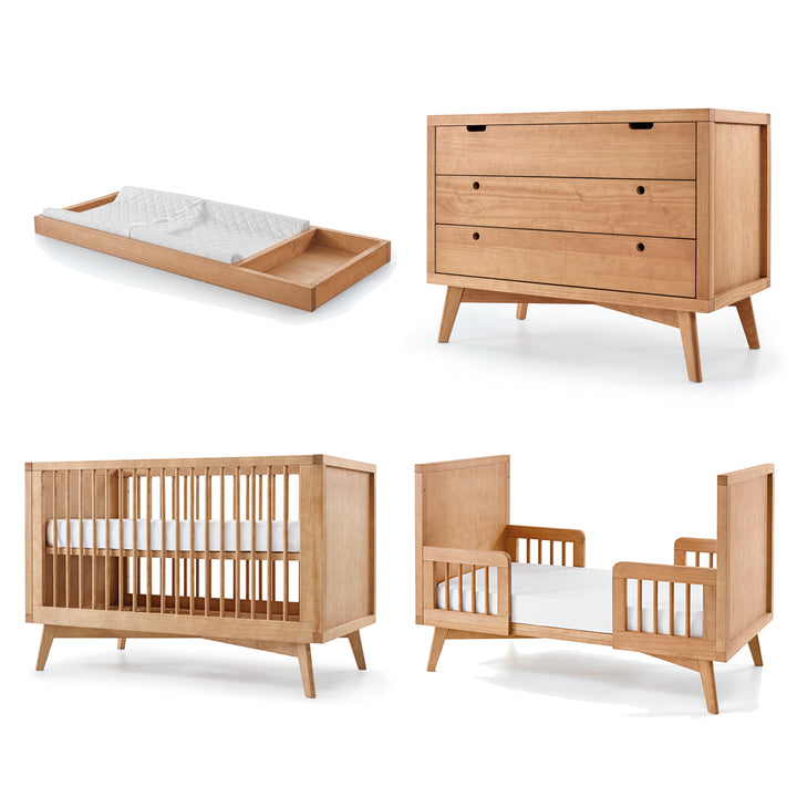 Retro Nursery Set - 3 Drawer Dresser in Hazelnut