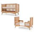 Mid-Century Crib and Conversion Kit Nursery Set in Hazelnut