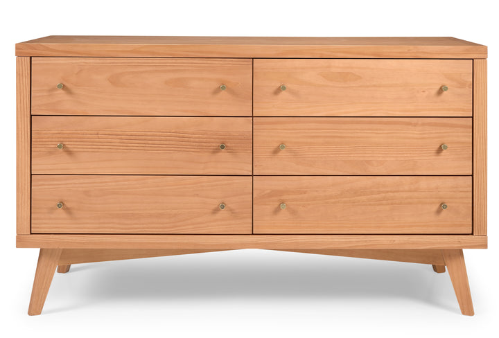 Mid-Century 6 Drawer Dresser in Hazelnut