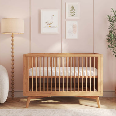 Mid-Century Crib and Conversion Kit Nursery Set in Hazelnut