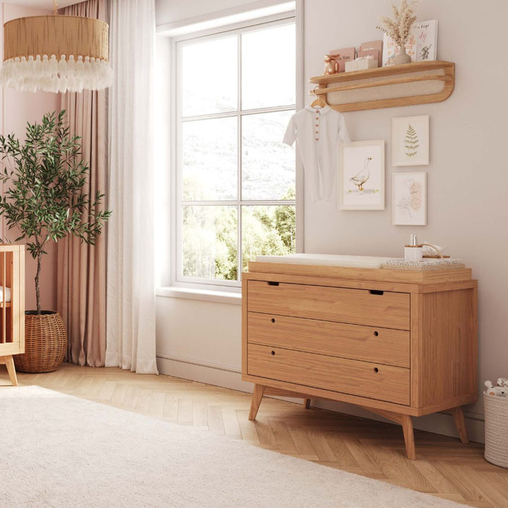 Mid-Century Nursery Set - 3 Drawer Dresser in Hazelnut