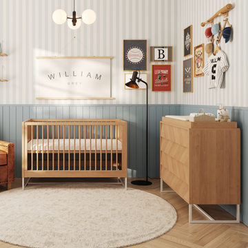 Boho Noah Crib, Dresser and Changing Tray Nursery Set in Hazelnut Simply Nursery Boho Noah Crib, Dresser and Changing Tray Nursery Set in Hazelnut Simply Nursery