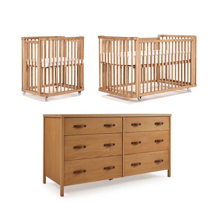 Samba Spindles and Cali Leather Nursery Set in Hazelnut