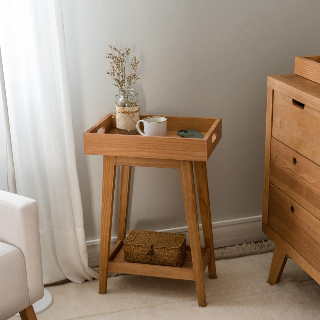 Retro Side Table in Hazelnut