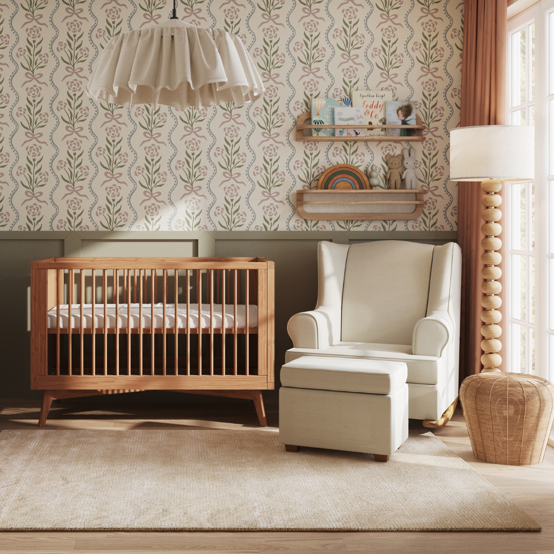 Mid-Century Convertible Crib in Hazelnut
