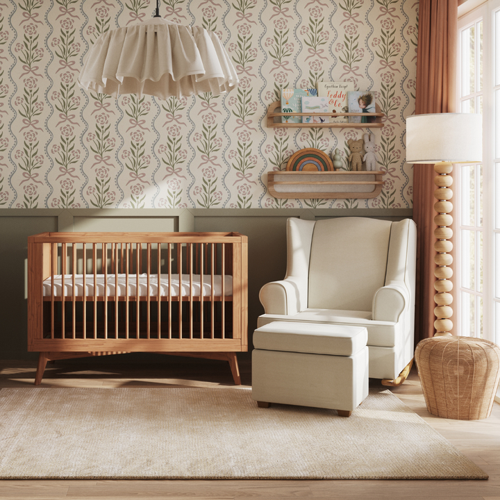 Mid-Century Convertible Crib in Hazelnut