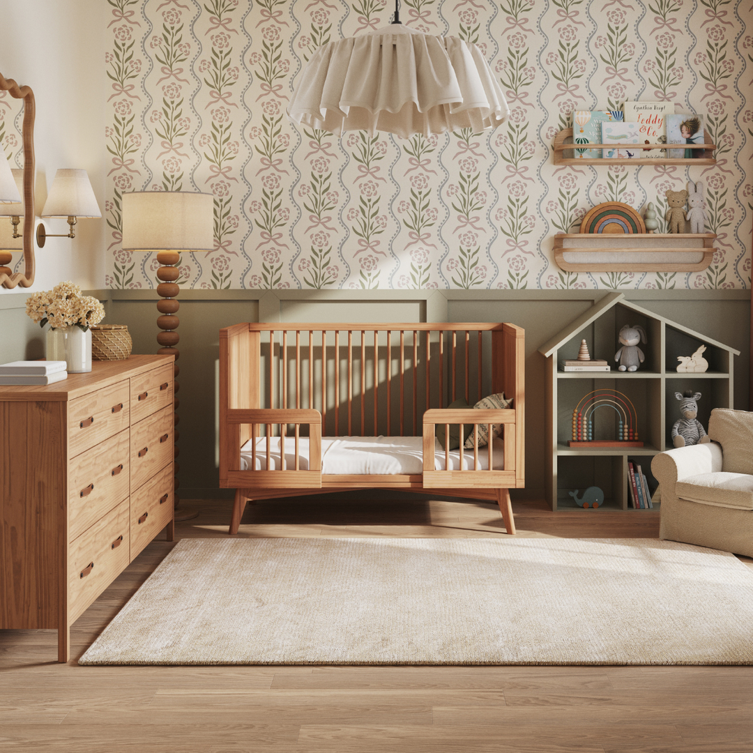 Mid-Century Convertible Crib in Hazelnut