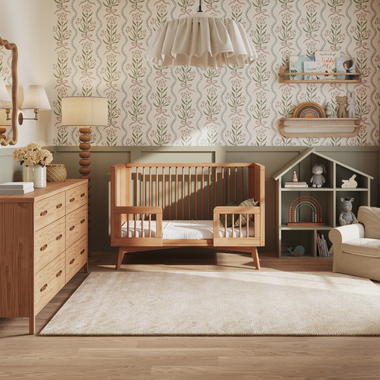 ヴィンテージ☆ベビーナーサリージャーセット Mid-Century Convertible Crib in Hazelnut | Simply Nursery