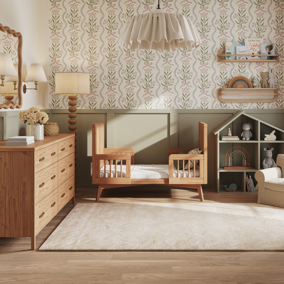 Mid-Century Convertible Crib in Hazelnut