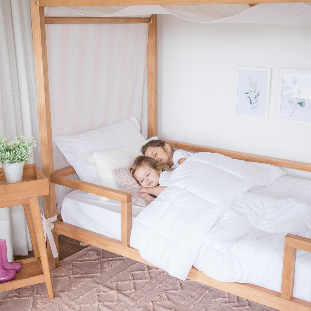 Market Tent Twin Bed in Hazelnut - Pink and White
