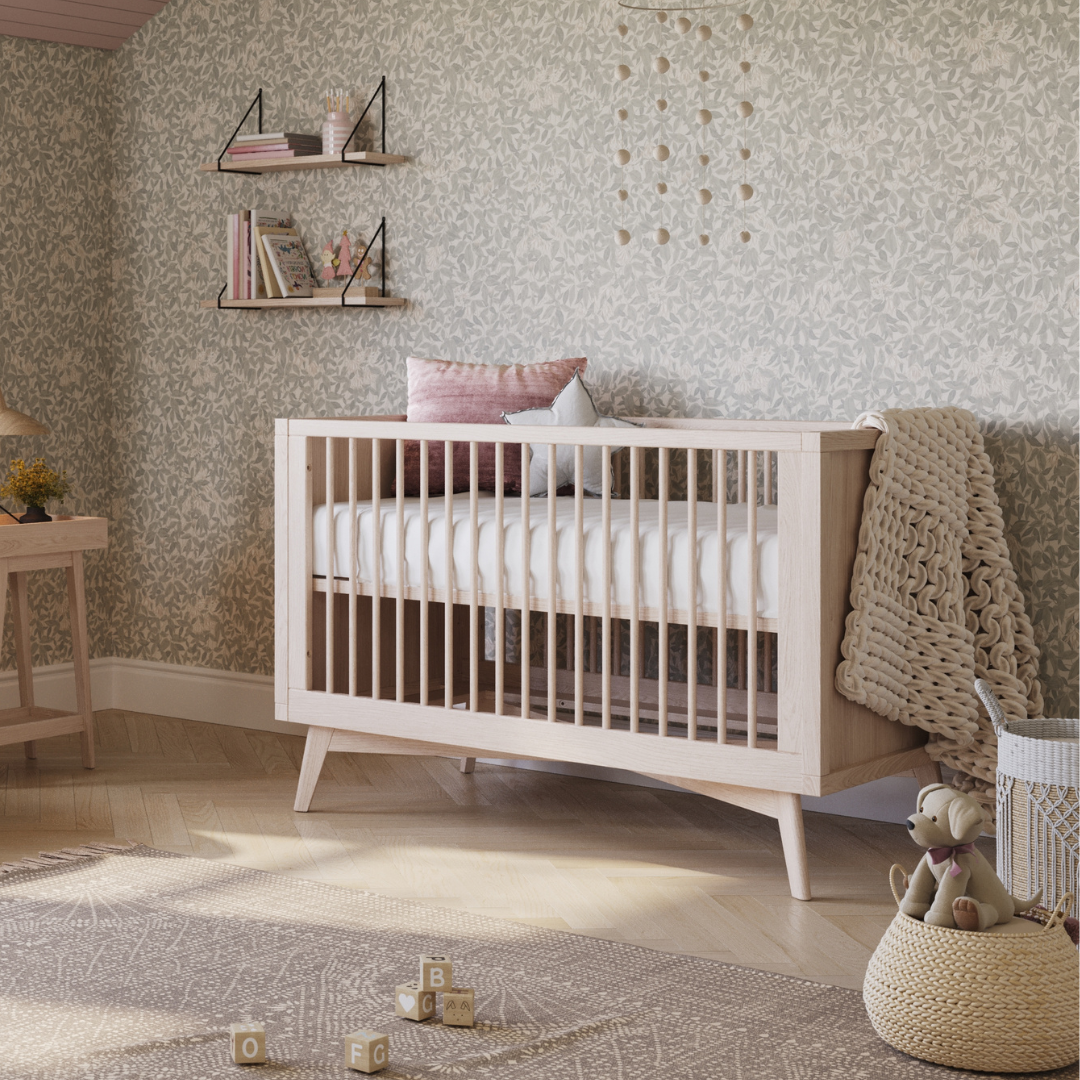 Retro Convertible Crib in Natural Washed