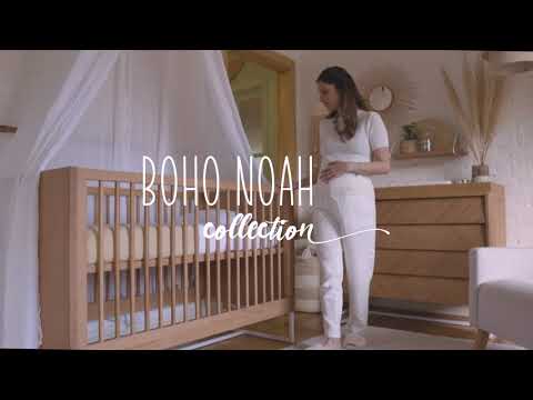 Boho Noah Crib, Dresser and Changing Tray Nursery Set in Hazelnut