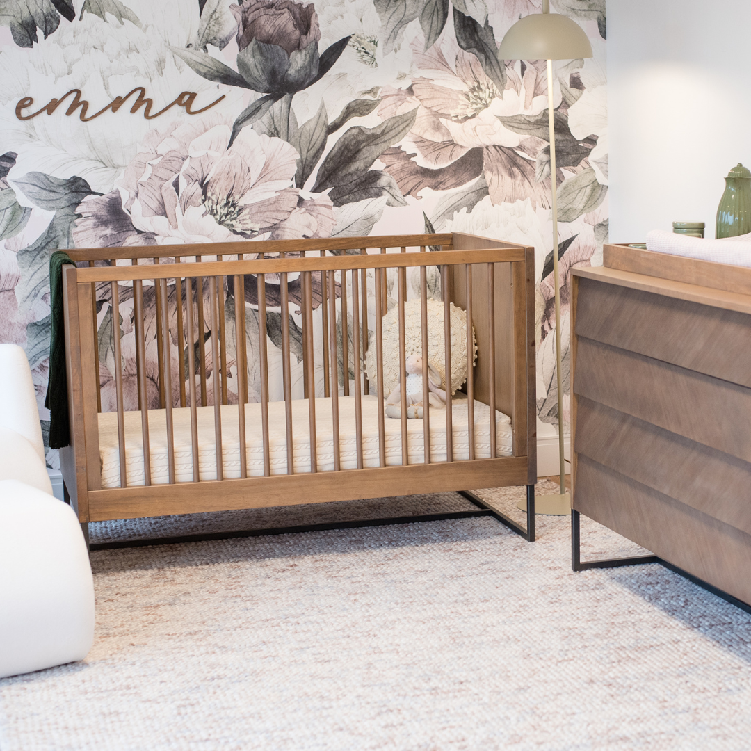 Noah Crib, Dresser and Changing Tray Nursery Set in Walnut