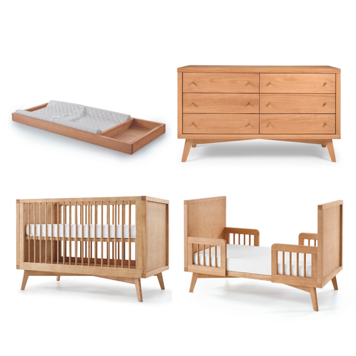 Retro Nursery Set - 6 Drawer Dresser in Hazelnut