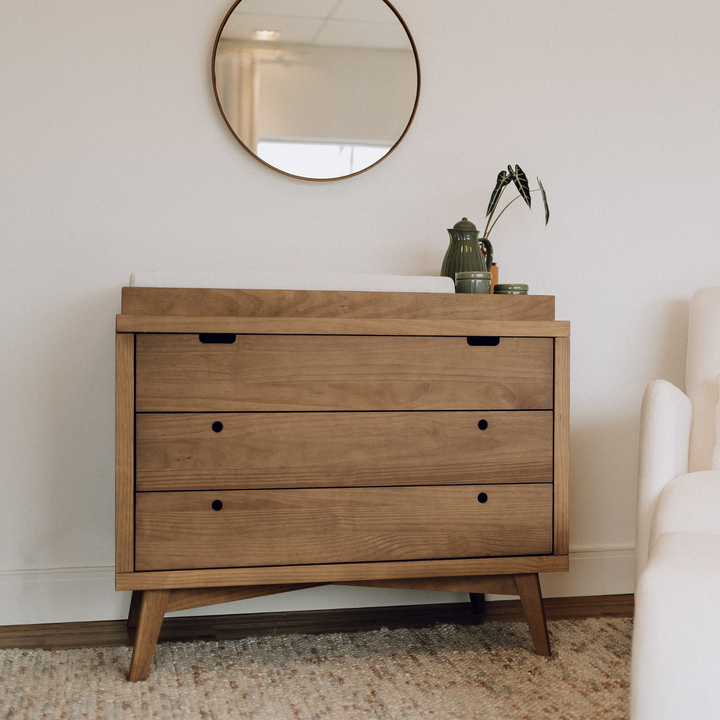 Retro Changing Set in Walnut - 3 Drawer Dresser