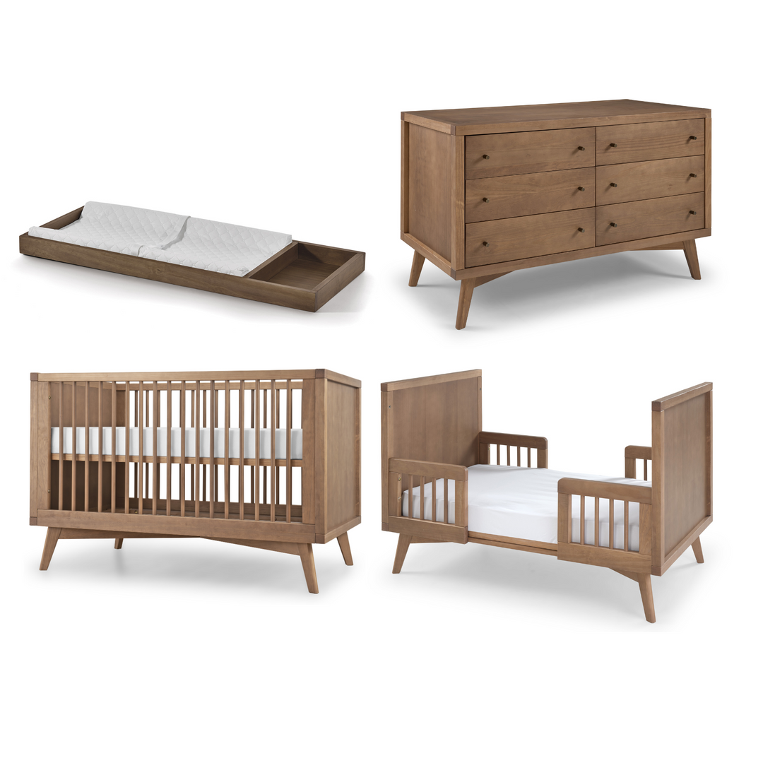 Mid-Century Nursery Set - 6 Drawer Dresser in Walnut