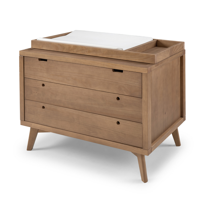 Retro Changing Set in Walnut - 3 Drawer Dresser