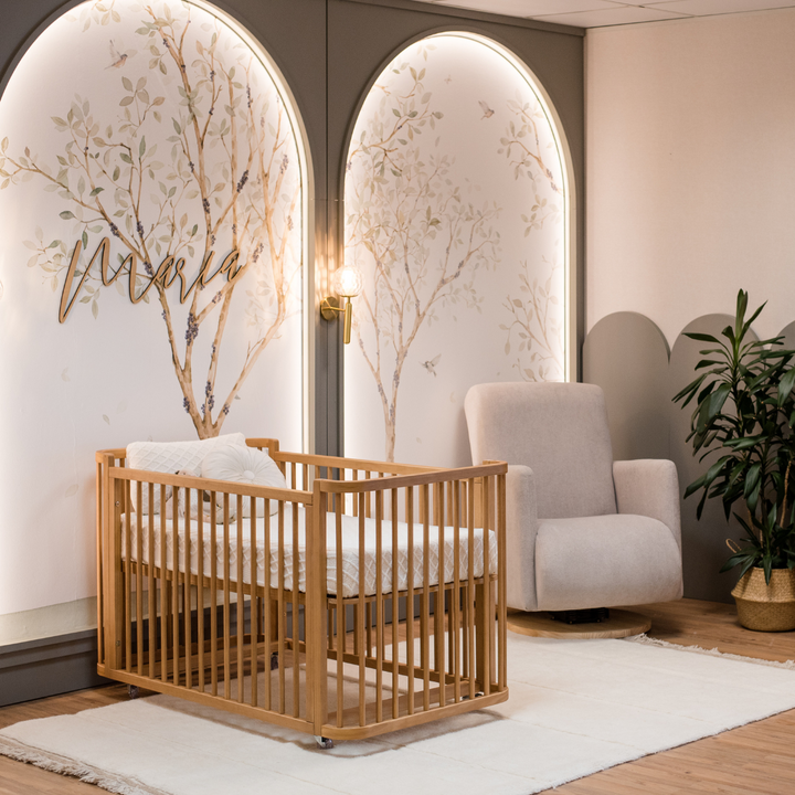 Baby crib in living room deals