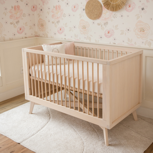 Retro Crib and Conversion Kit Nursery Set in Natural Washed