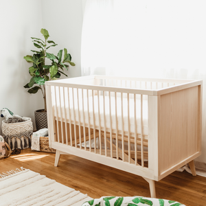 Retro Crib, Dresser and Changing Tray Nursery Set in Natural Washed
