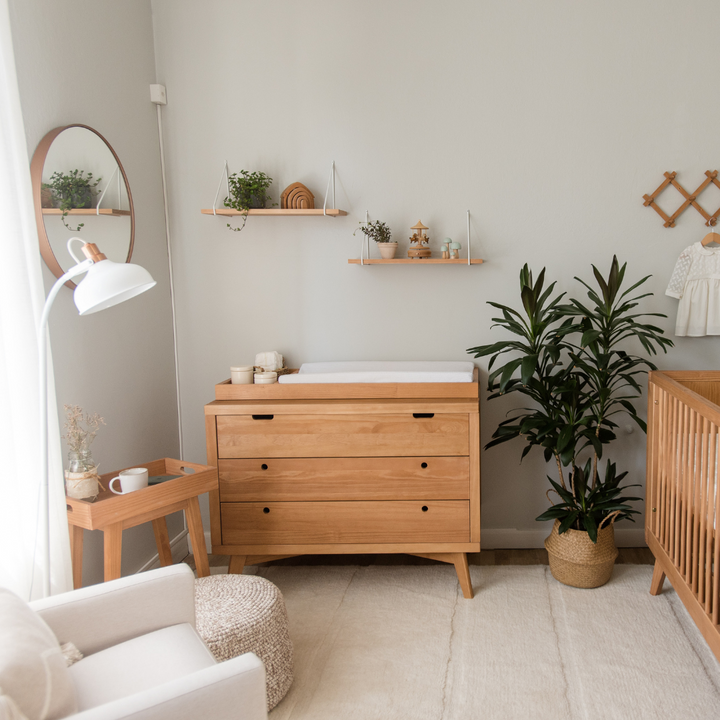 Retro Changing Set in Hazelnut - 3 Drawer Dresser