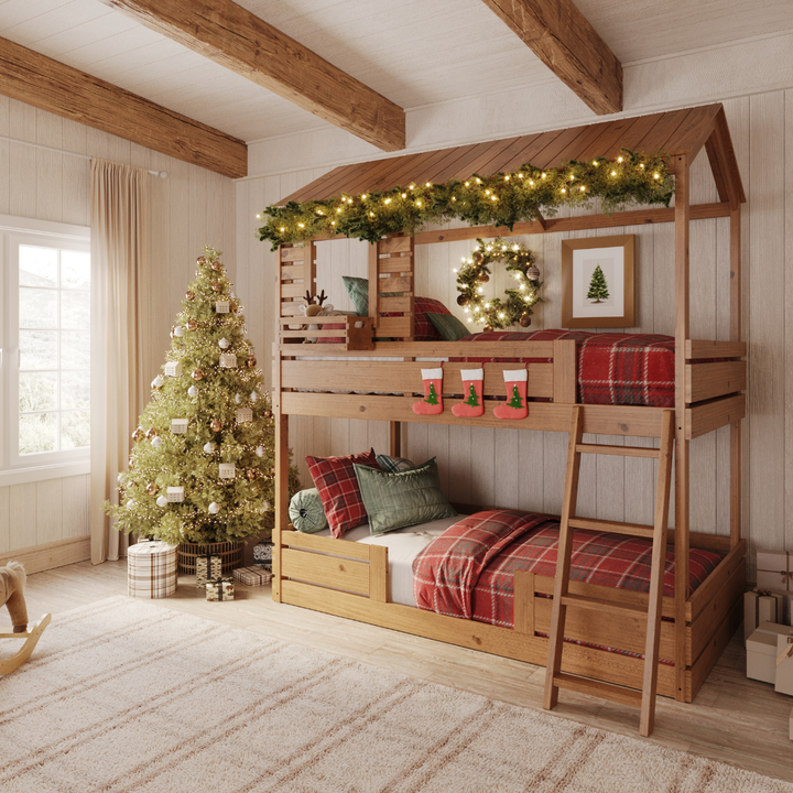 Solid Wood Bunk Bed in Hazelnut