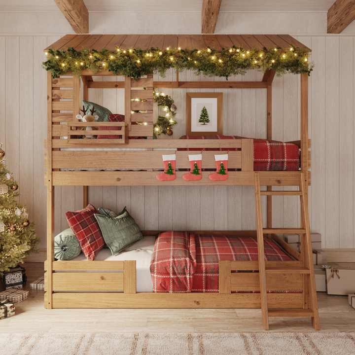 Solid Wood Bunk Bed in Hazelnut
