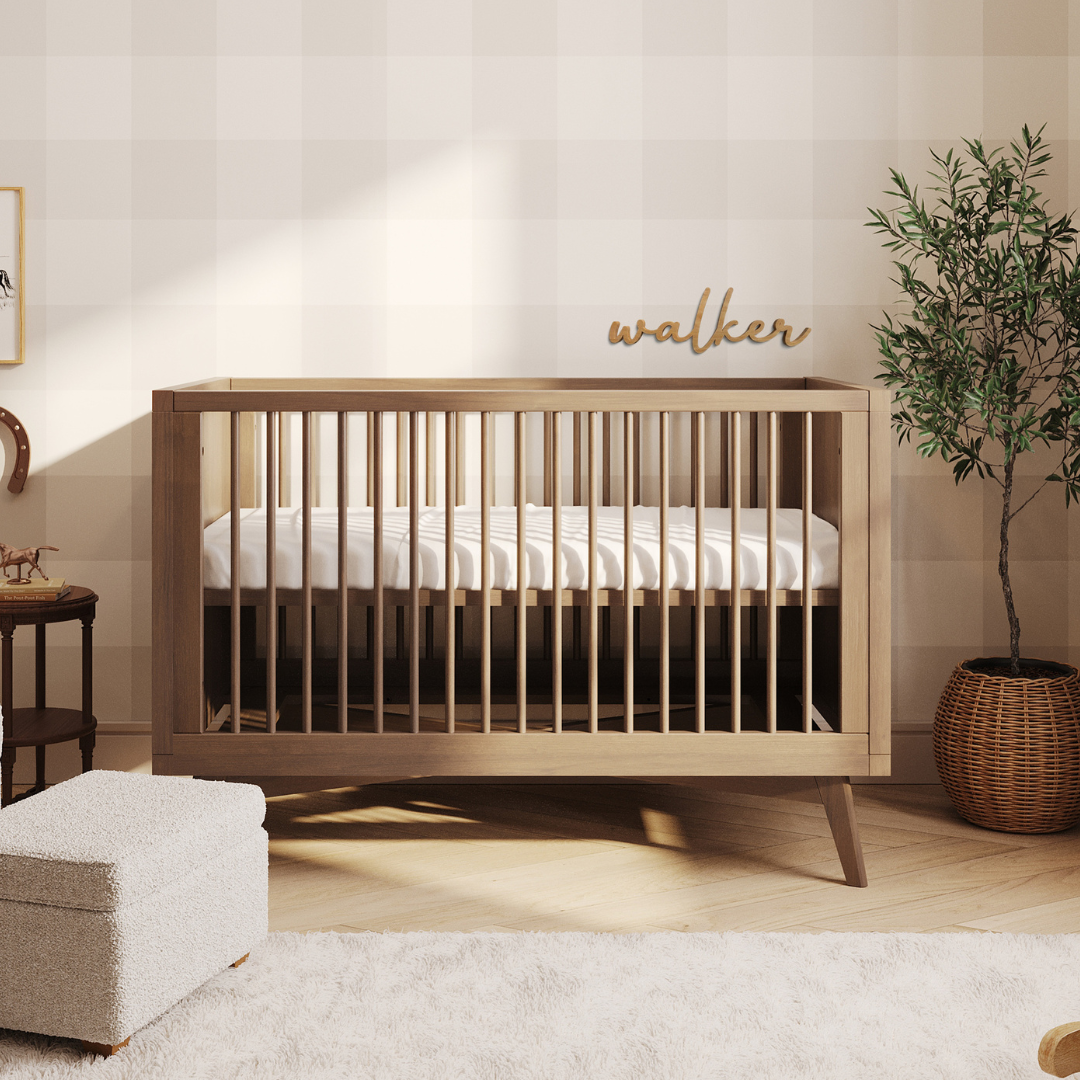 Mid-Century Convertible Crib in Walnut