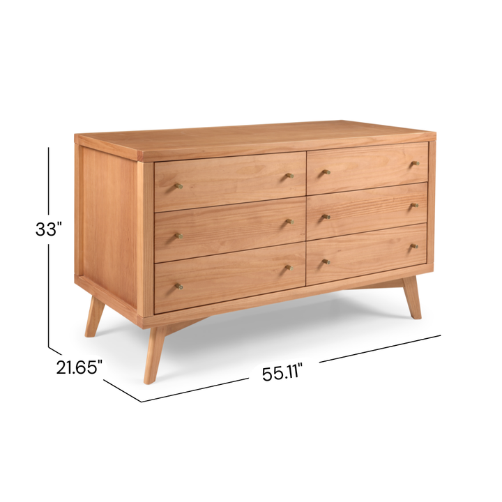 Mid-Century 6 Drawer Dresser in Hazelnut